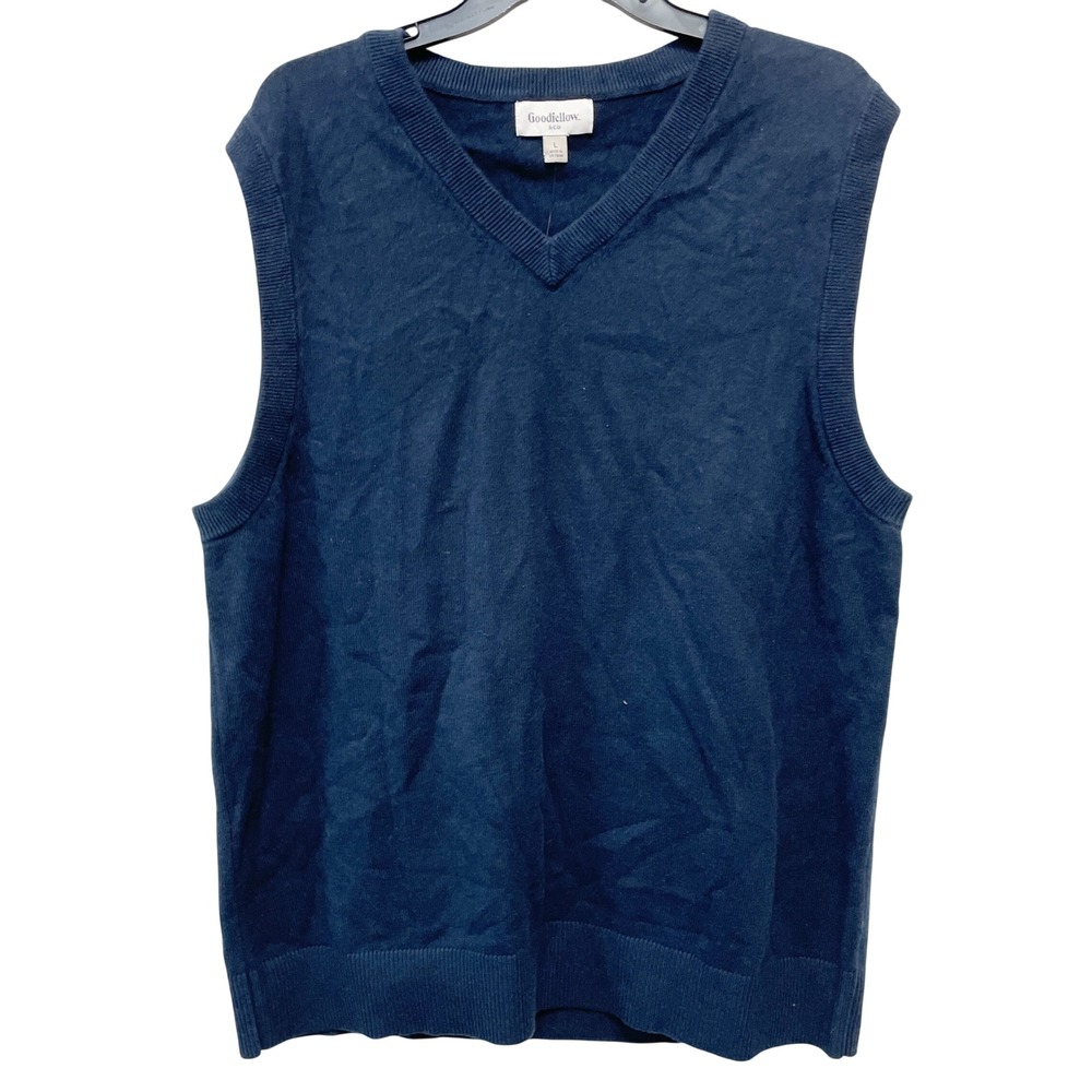Goodfellow & Co Men's Navy Blue V-Neck Knit Sweater Vest Size Large